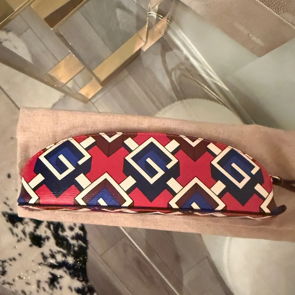 Gucci Red and Blue Geometric Pouch